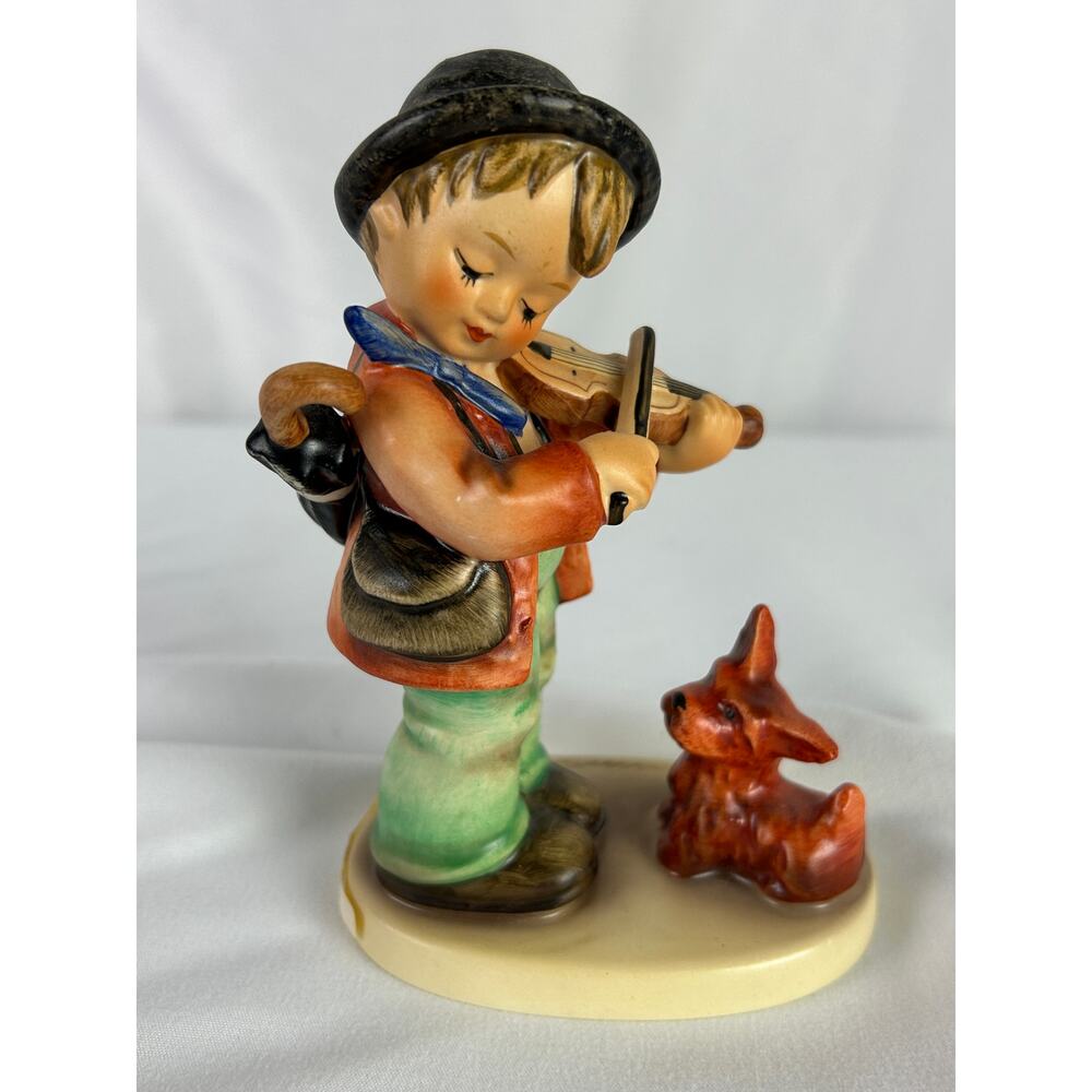 Goebel Puppy Love Violin Boy Dog Figurine W Germany Hummel Style